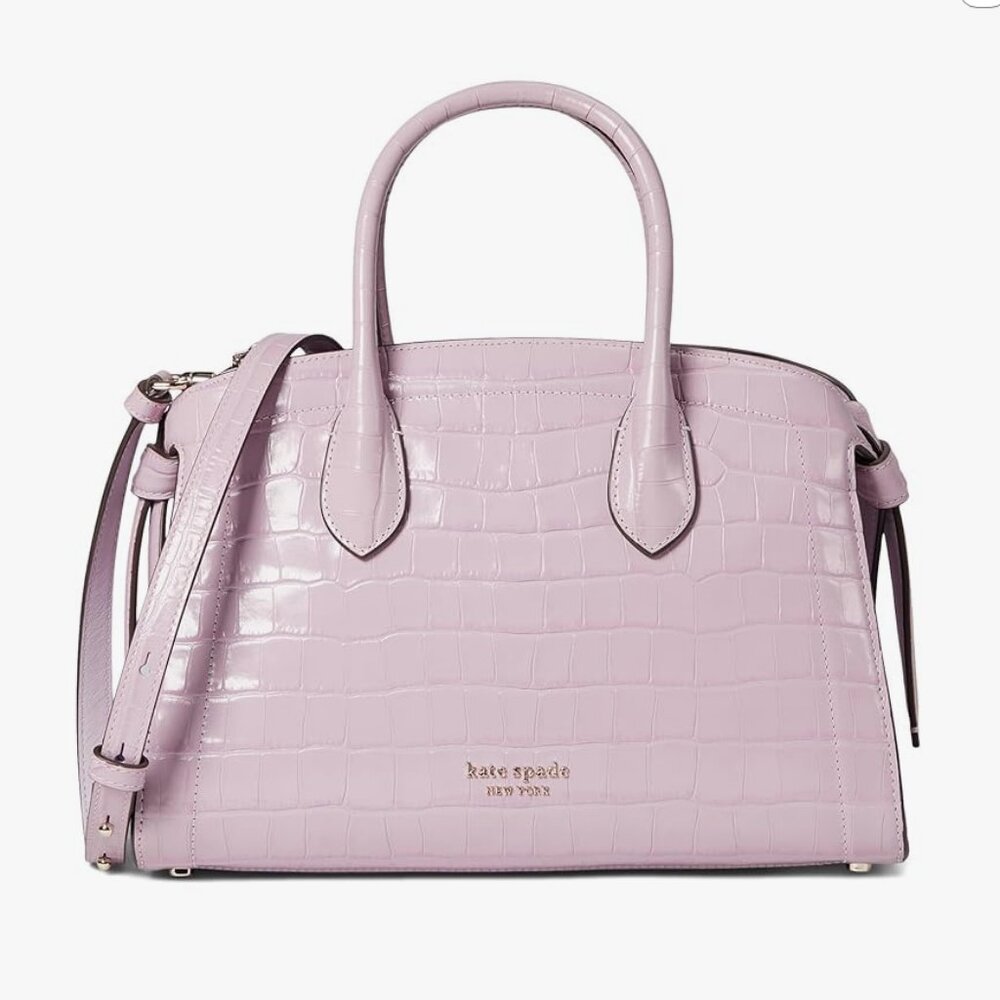HP-Kate Spade NWT Knott Croc-embossed Medium Zip-top Satchel in Violet Mist/NWT